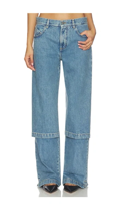 Attico Blue Jeans With Logo Detail On The Pocket And Logo Patch On The Rear In Denim Woman