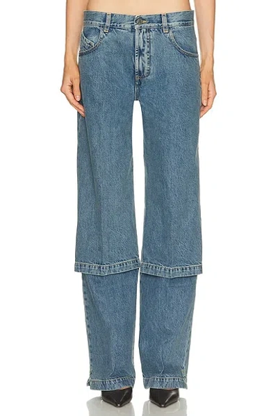 Attico Paneled Wide Leg Jeans Sky Blue
