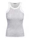 Attico White Tank Top With Multicolor Rhinestone In Jersey Woman In Blanco