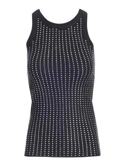 ATTICO BLACK TANK TOP WITH STRASS
