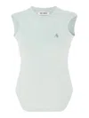 Attico Reese Mint-colored Cotton Jersey Tank Top In Green