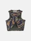 Attico Asahi Camouflage-print Crop Top In Military/light Brown