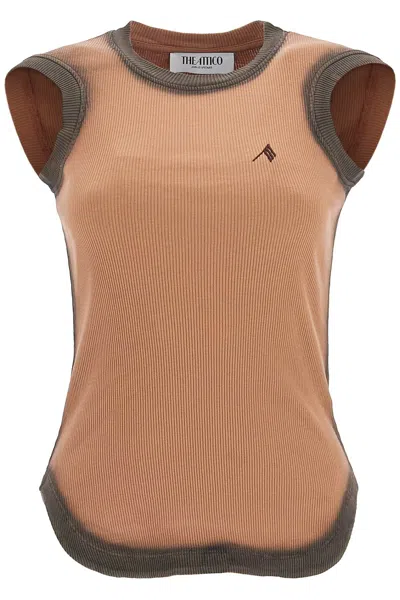 Attico Top Canotta Reese Con Bordi Sfumati In Brown