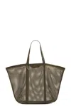 Attico Via Del Mare Mesh Tote Bag In Military Green