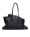Attico La Passeggiata Medium Leather Shoulder Bag In Black