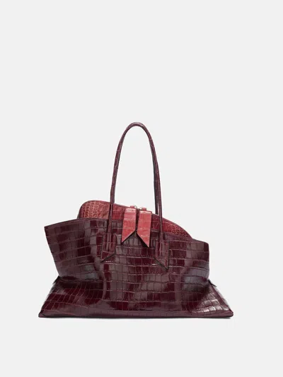 Attico ''la Passeggiata Medium'' Faded Bordeaux Top Handle In Multi