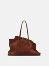 Attico Silver Suede Tote Bag In Light Chocolate