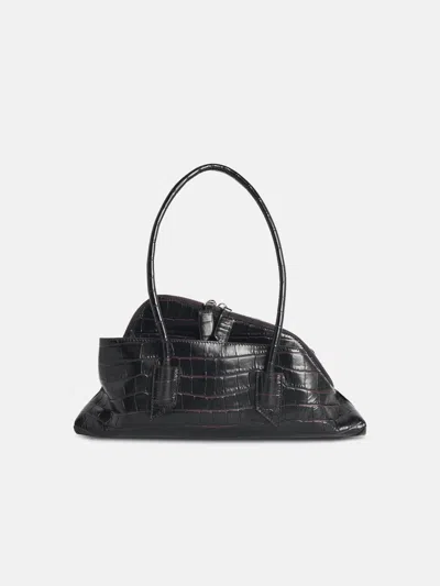 Attico 'top Handle La Passeggiata Small' 'coffee' Leather Bag In Black