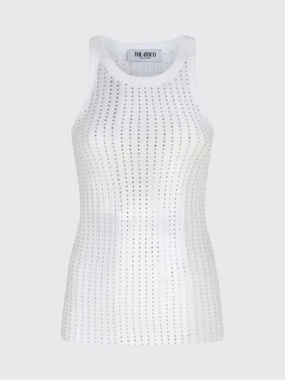 Attico White Tank Top With Rhinestones In Grey