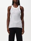 Attico White Tank Top With White Rhinestone In Weiss 2