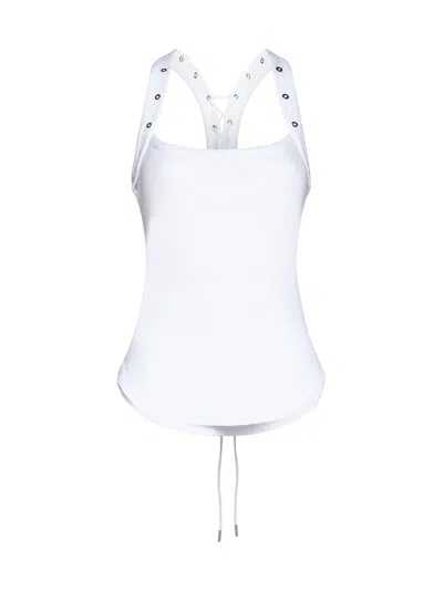 Attico Cotton Studded-strap Tank Top In White