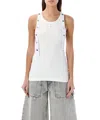 Attico Strap Detail Ribbed Tank Top In White