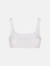 Attico White Cotton Hotfix Crystal Bralette Top In White
