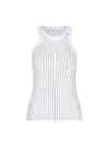Attico White Tank Top With Multicolor Rhinestone In Jersey Woman In White/crystal