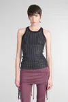 Attico Black Hotfix Crystal Tank Top In Black