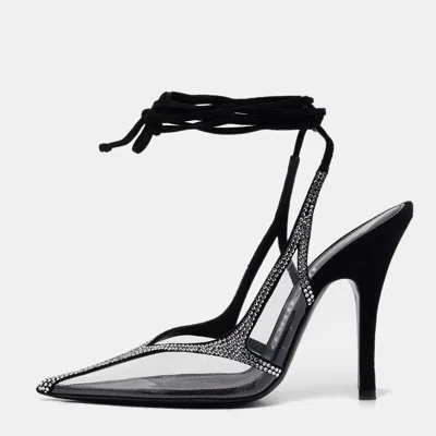 Attico Transparent Pvc And Suede Crystal Embellished Venus Pumps In Black