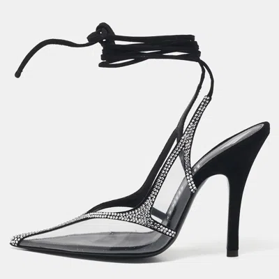 Pre-owned Attico Transparent Pvc And Suede Crystal Embellished Venus Pumps Size 38