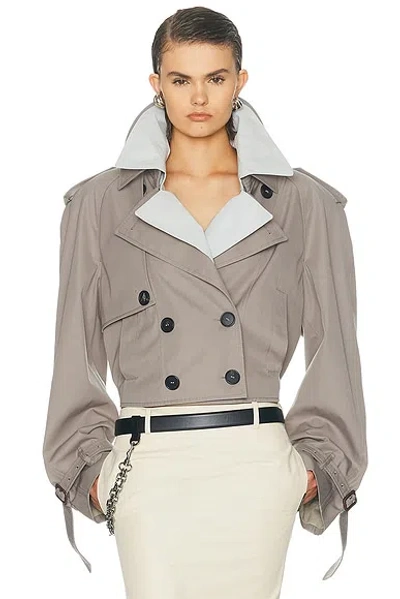 Attico Short Trench Jacket In Brown