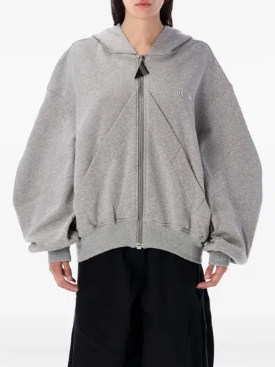Attico Triangle-zip Hoodie In Gray