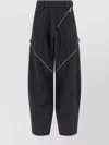Attico Womens Dark Grey Zip-fastening Balloon-leg Cotton-blend Trousers In Blue