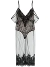 Attico Tulle-overlay Midi Dress In Black