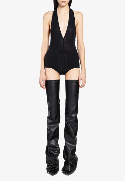 Attico Tulle Stretch Bodysuit In Black
