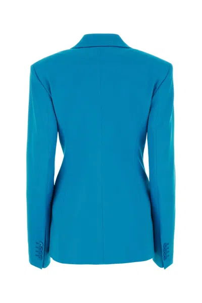Attico Turquoise Stretch Wool Blazer In Capriblue