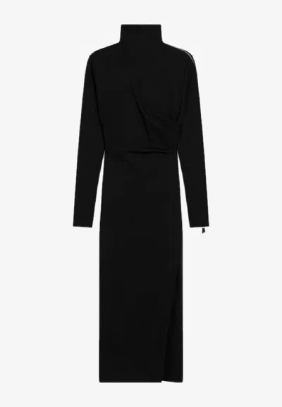 Attico Turtleneck Midi Dress In Black