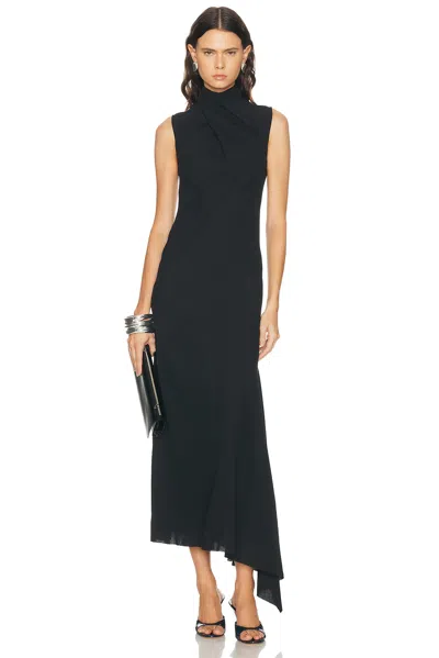 Attico Turtleneck Midi Dress In Black