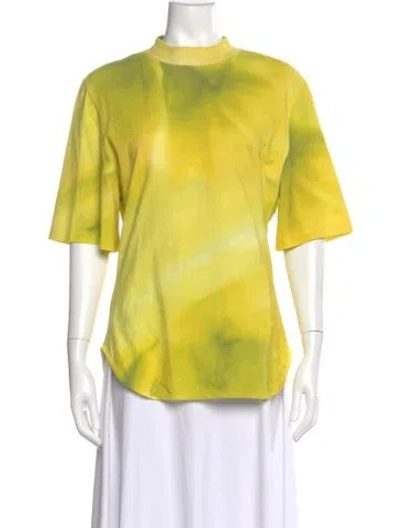 Pre-owned Attico Turtleneck Short Sleeve Top In Yellow