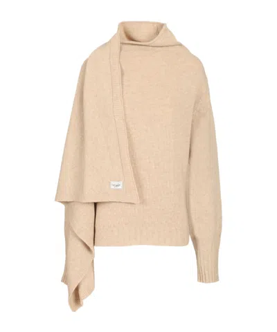 Attico Draped-detail Sweater In Neutral