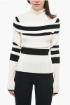ATTICO TURTLENECK SWEATER WITH CUT-OUT DETAIL AND STRIPED PATTERN