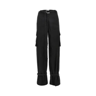 Attico Twill Cargo Pants In Black