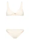 Attico Twist-detail Ribbed Bikini In Neutrals