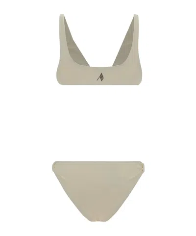 Attico Twist-detail Ribbed Bikini In Nude