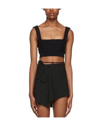 Attico Twisted Knitted Halter Vest In Black