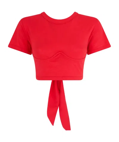 Attico Cropped T-shirt In Red