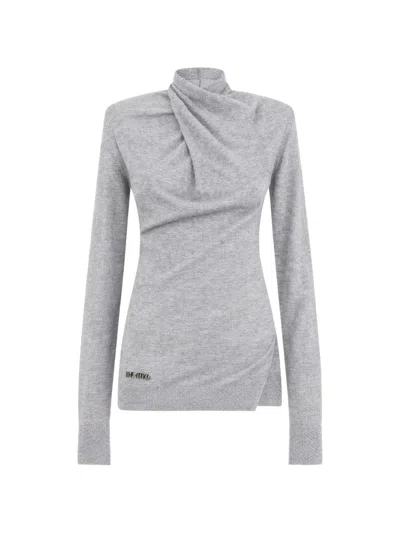 Attico Casual And Versatile Turtleneck Sweater In Gray