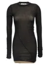 Attico Crew Neck Minidress Sheer Fabric In Black