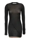 Attico Crew Neck Minidress Sheer Fabric In Black