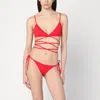 Attico Wrap-around Straps Triangle Top Bikini In Red