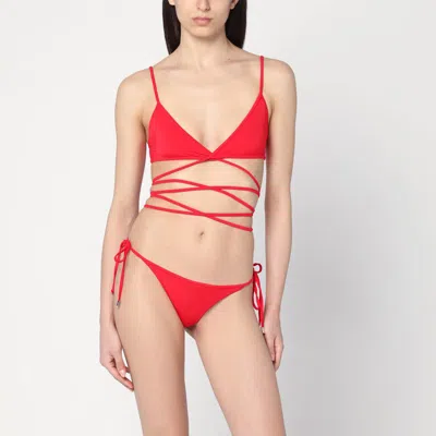 ATTICO TWO-PIECE TRIANGLE BIKINI IN RED