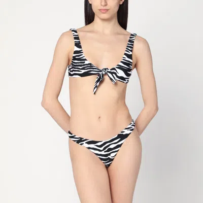 ATTICO TWO-PIECE ZEBRA BIKINI IN BLACK/WHITE