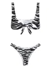 Attico Zebra Print Two Piece Bikini In Multi