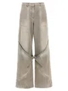 Attico Gray High-rise Wide-leg Denim Pants In Gray