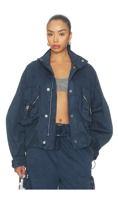 Attico Utility Bomber Jacket In Blue