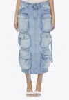 Attico Cargo Denim Skirt In Blue