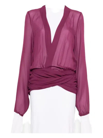 Attico V-neck Blouse In Pink