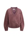 Attico Faded Black Sweatshirt In Burgundy