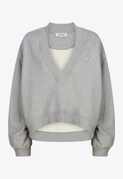 ATTICO V-NECK CROPPED SWEATSHIRT